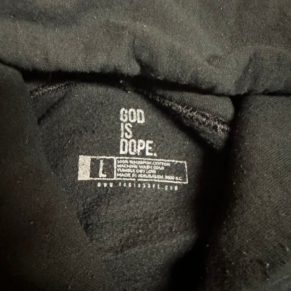 Just God Mens Black God Is Dope Long Sleeve Pockets Pullover Hoodie Size Large - Picture 3 of 3
